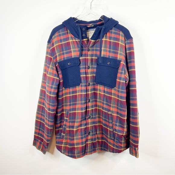 L.L. Bean Other - NWT L.L. Bean Plaid Hooded Quilted Fleece Lined Shirt Jacket L